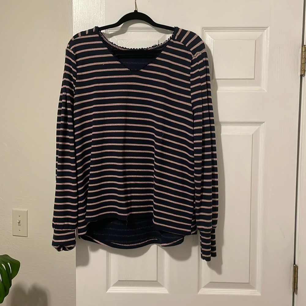 Zac and Rachel Pink and Navy Blue Stripped Long Sleeve , size XL